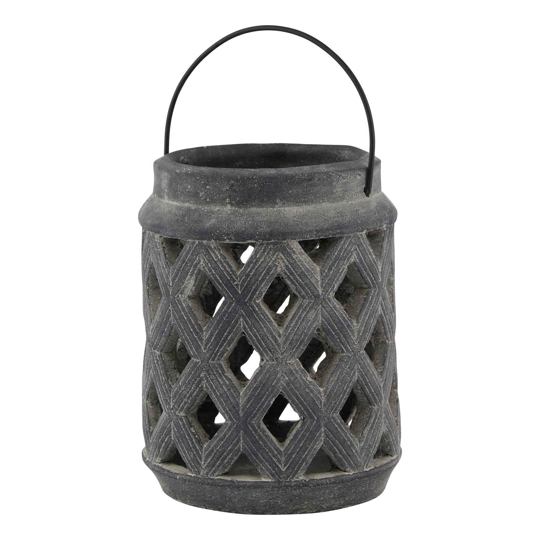 Amalfi Grey Large Lattice Lantern - Candle Holders from the Quanta Home collection.