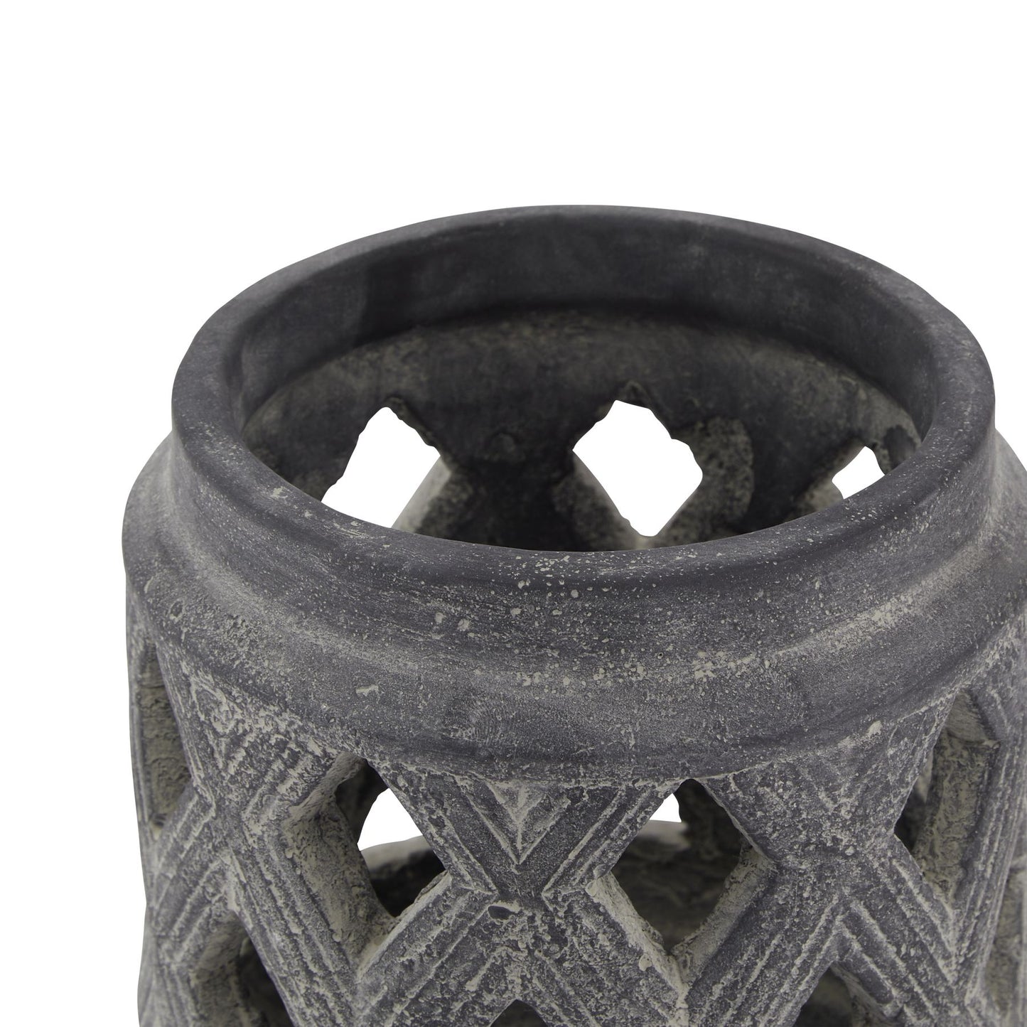 Amalfi Grey Lattice Lantern - Candle Holders from the Quanta Home collection.