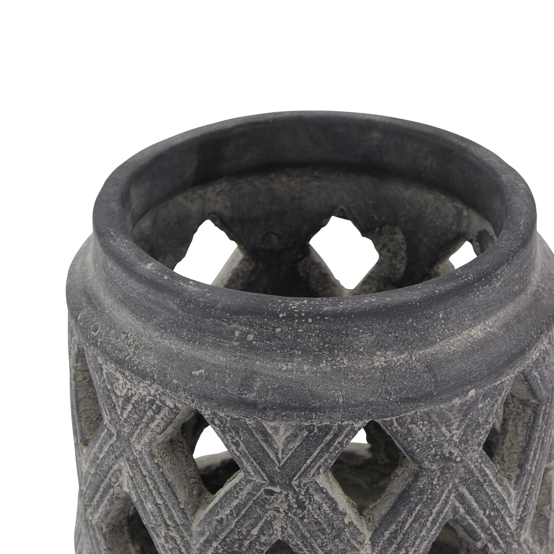 Amalfi Grey Lattice Lantern - Candle Holders from the Quanta Home collection.