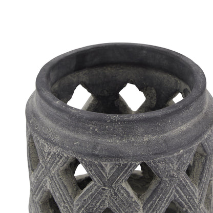 Amalfi Grey Lattice Lantern - Candle Holders from the Quanta Home collection.