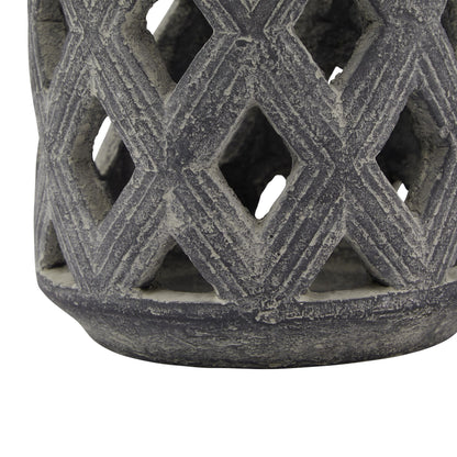 Amalfi Grey Lattice Lantern - Candle Holders from the Quanta Home collection.