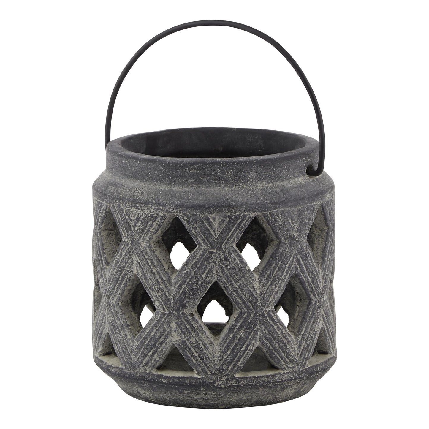 Amalfi Grey Lattice Lantern - Candle Holders from the Quanta Home collection.
