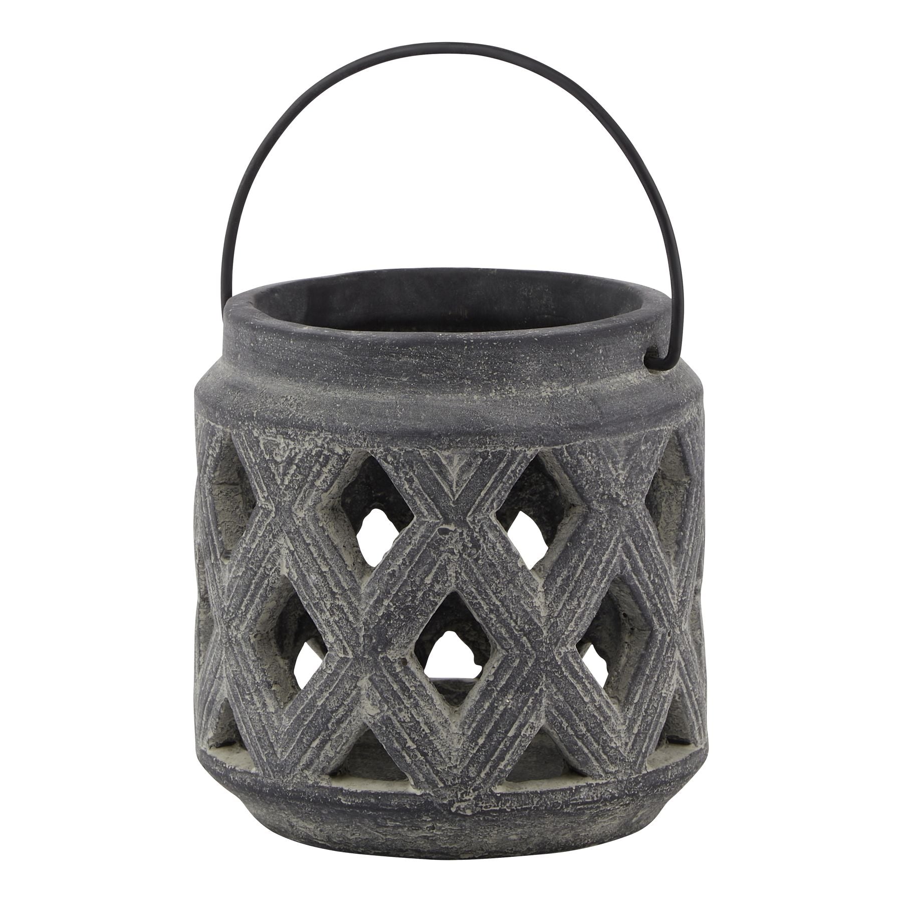 Amalfi Grey Lattice Lantern - Candle Holders from the Quanta Home collection.