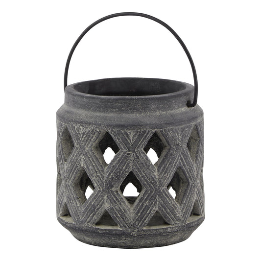 Amalfi Grey Lattice Lantern - Candle Holders from the Quanta Home collection.