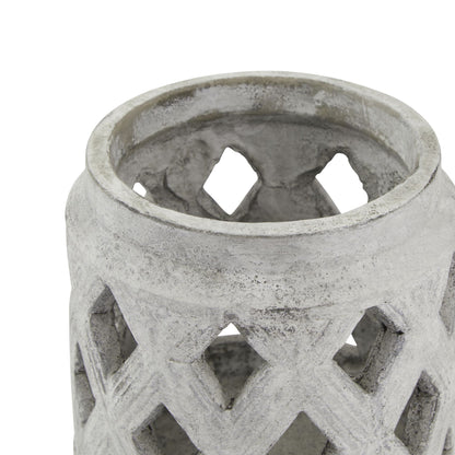 Athena Stone Lattice Lantern - Candle Holders from the Quanta Home collection.