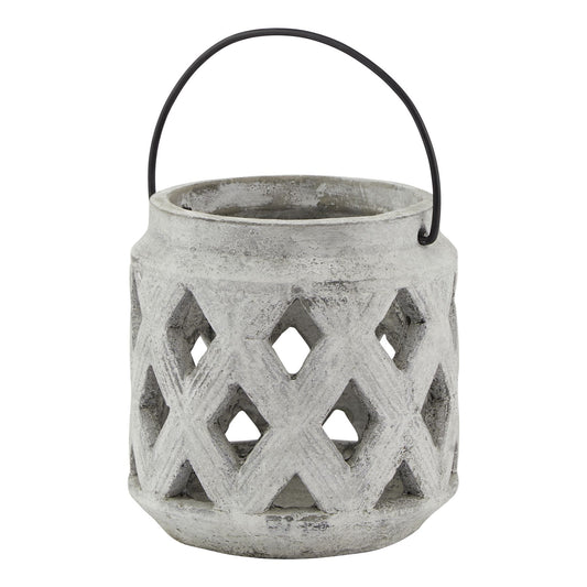Athena Stone Lattice Lantern - Candle Holders from the Quanta Home collection.
