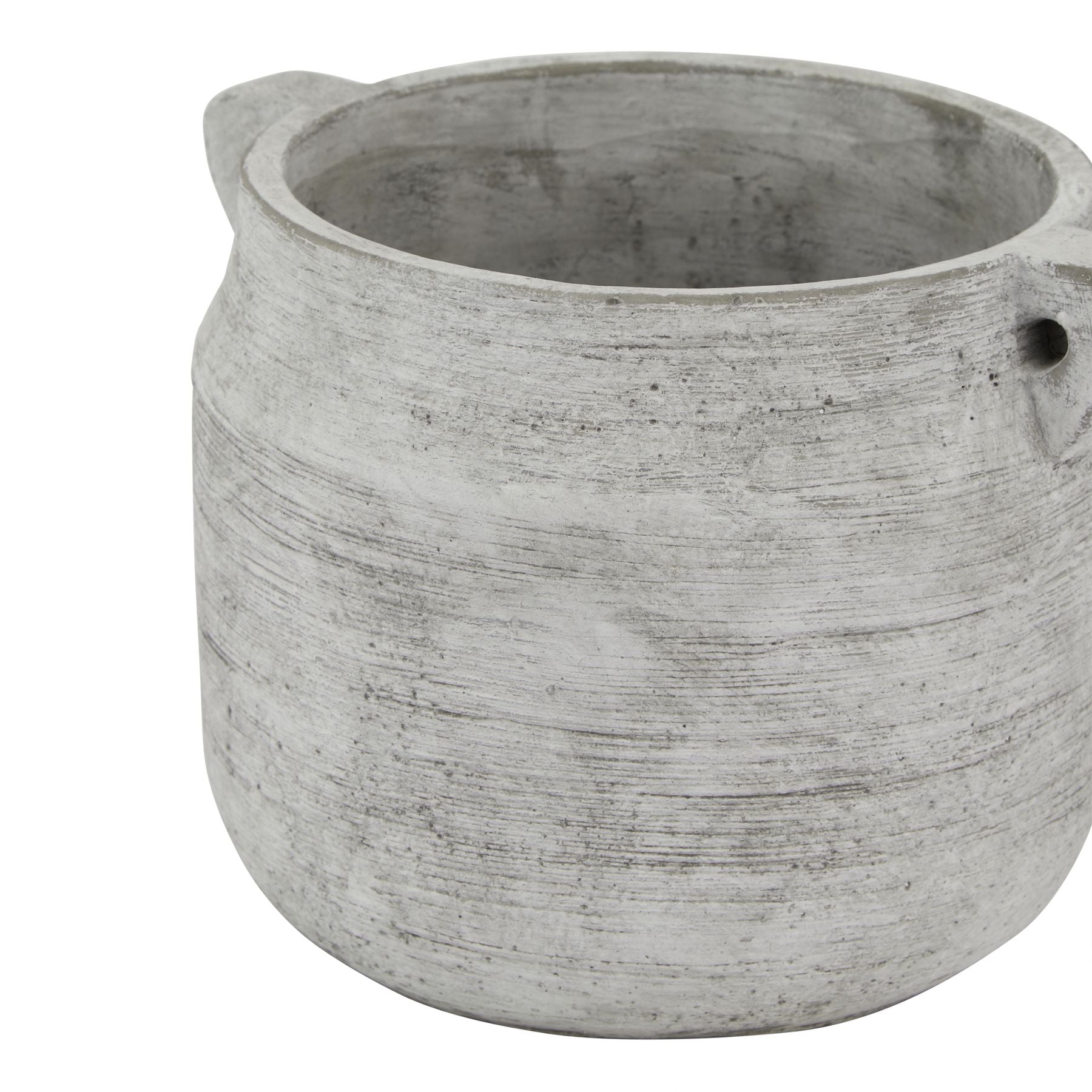 White hydria pot featuring a weathered stone finish and textured surface, ideal for elegant floral displays or home decor.