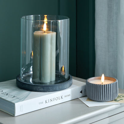 Amalfi Grey Large Hurricane Lantern - Candle Holders from the Quanta Home collection.