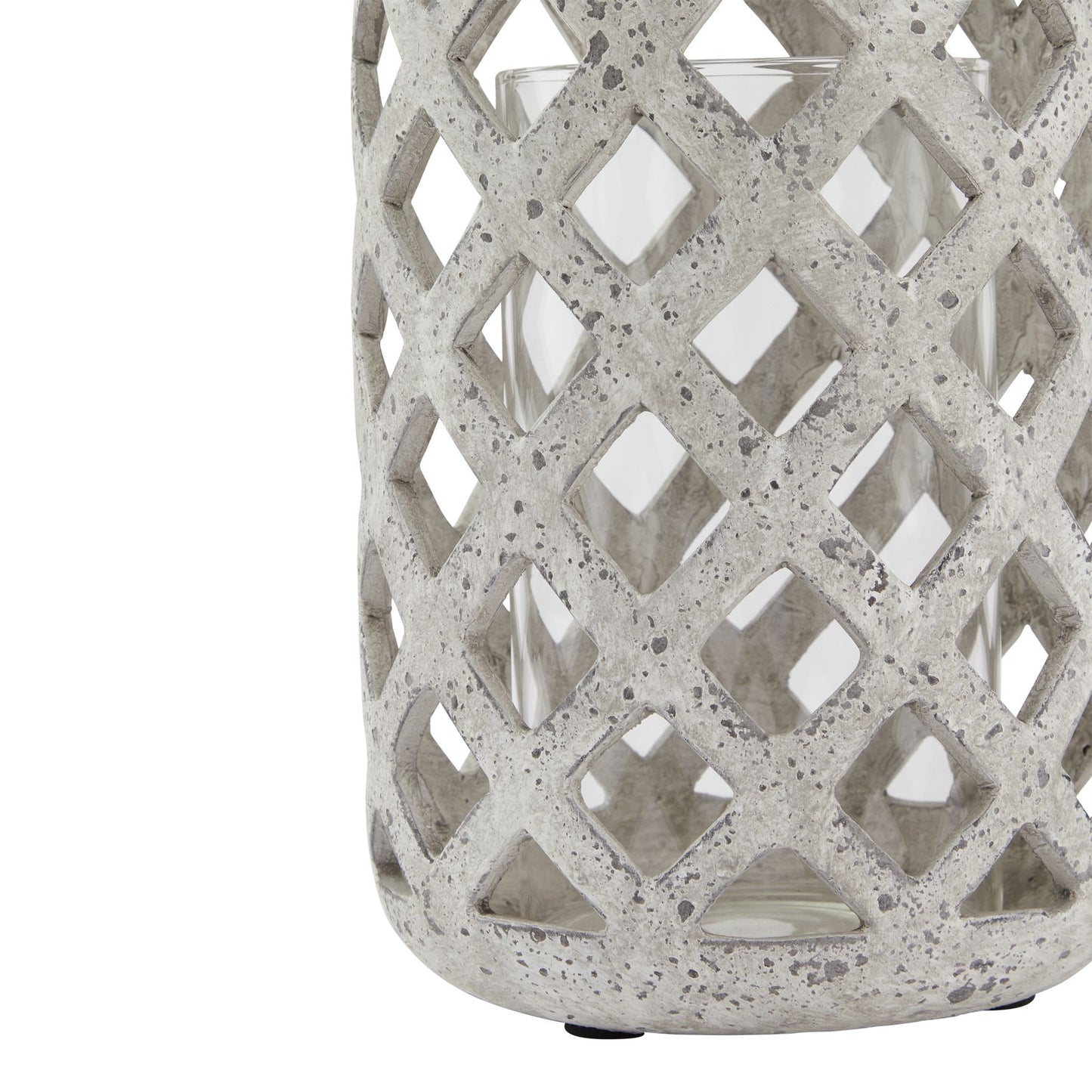 Grey Stone Effect Hurricane Lantern - Lanterns from the Quanta Home collection.