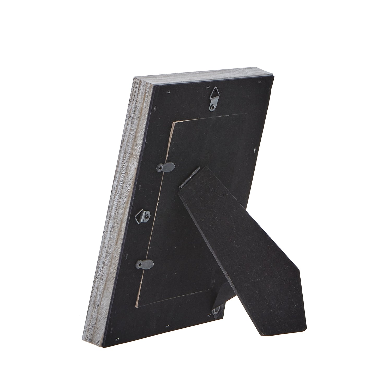 Grey washed 4x6 photo frame with a rustic finish and sturdy backing, ideal for displaying cherished memories.