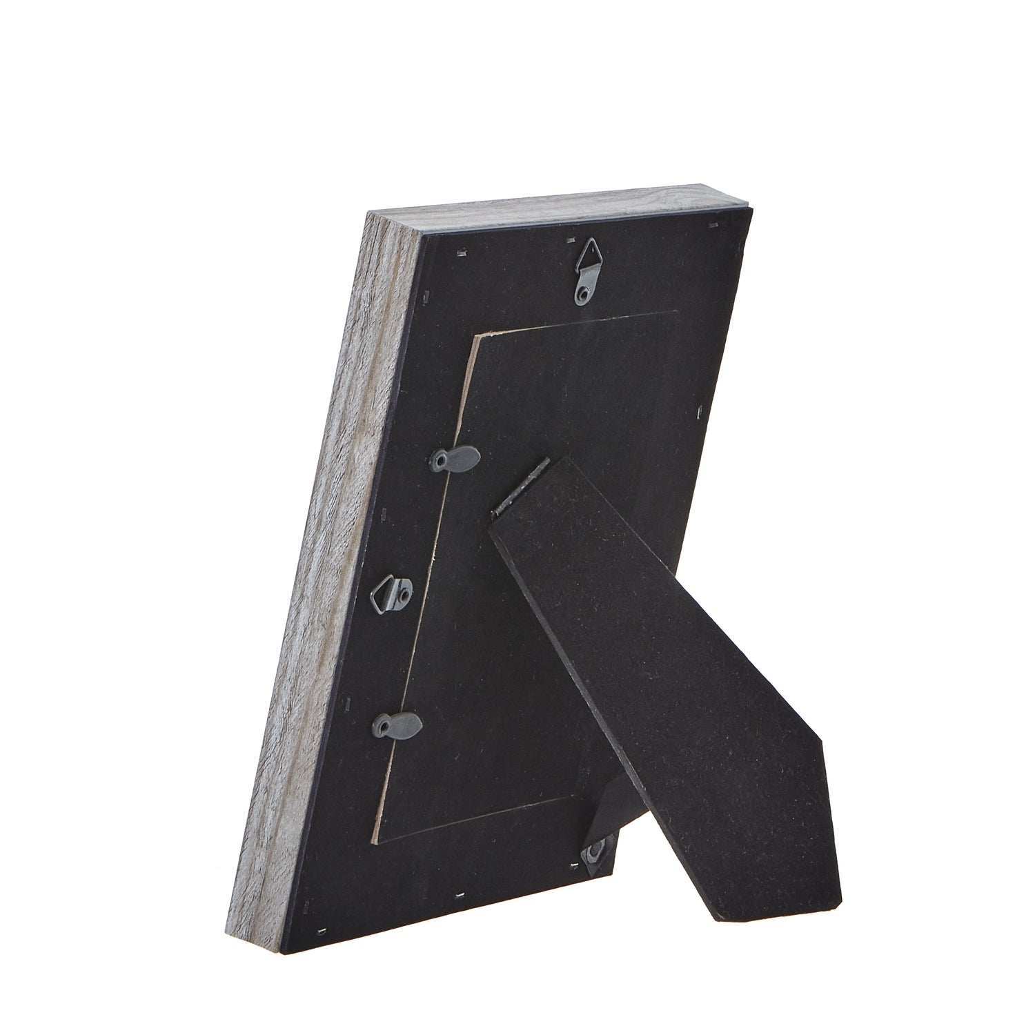 Grey washed 4x6 photo frame with a rustic finish and sturdy backing, ideal for displaying cherished memories.