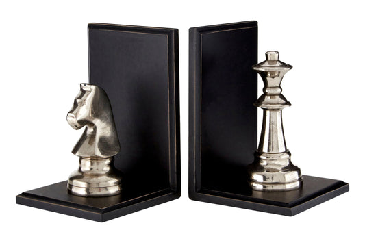 Chelsea Townhouse Set of 2 Silver Chess Piece Bookends