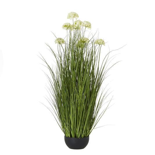 White Allium Plant In Pot - All Artificial Potted Plants from the Quanta Home collection.