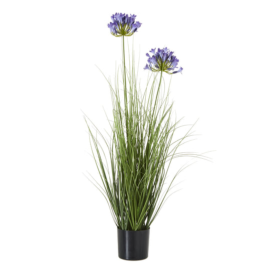Blue Agapanthus Plant In Pot - All Artificial Potted Plants from the Quanta Home collection.
