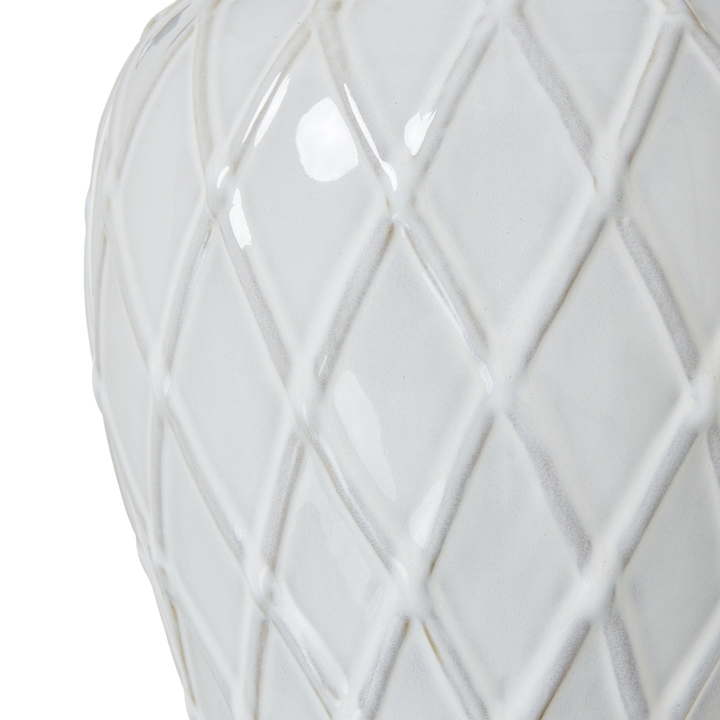 White Ceramic Ginger Jar Lamp With Linen Shade - Lighting from the Quanta Home collection.