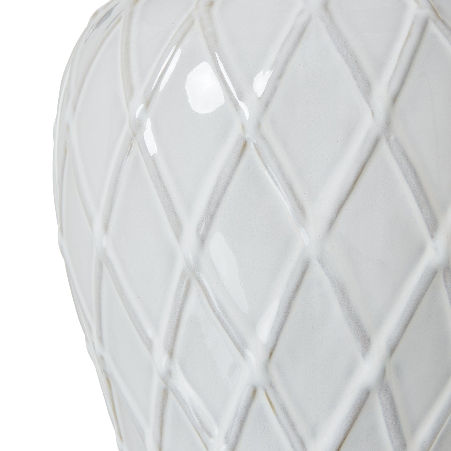 White Ceramic Ginger Jar Lamp With Linen Shade - Lighting from the Quanta Home collection.