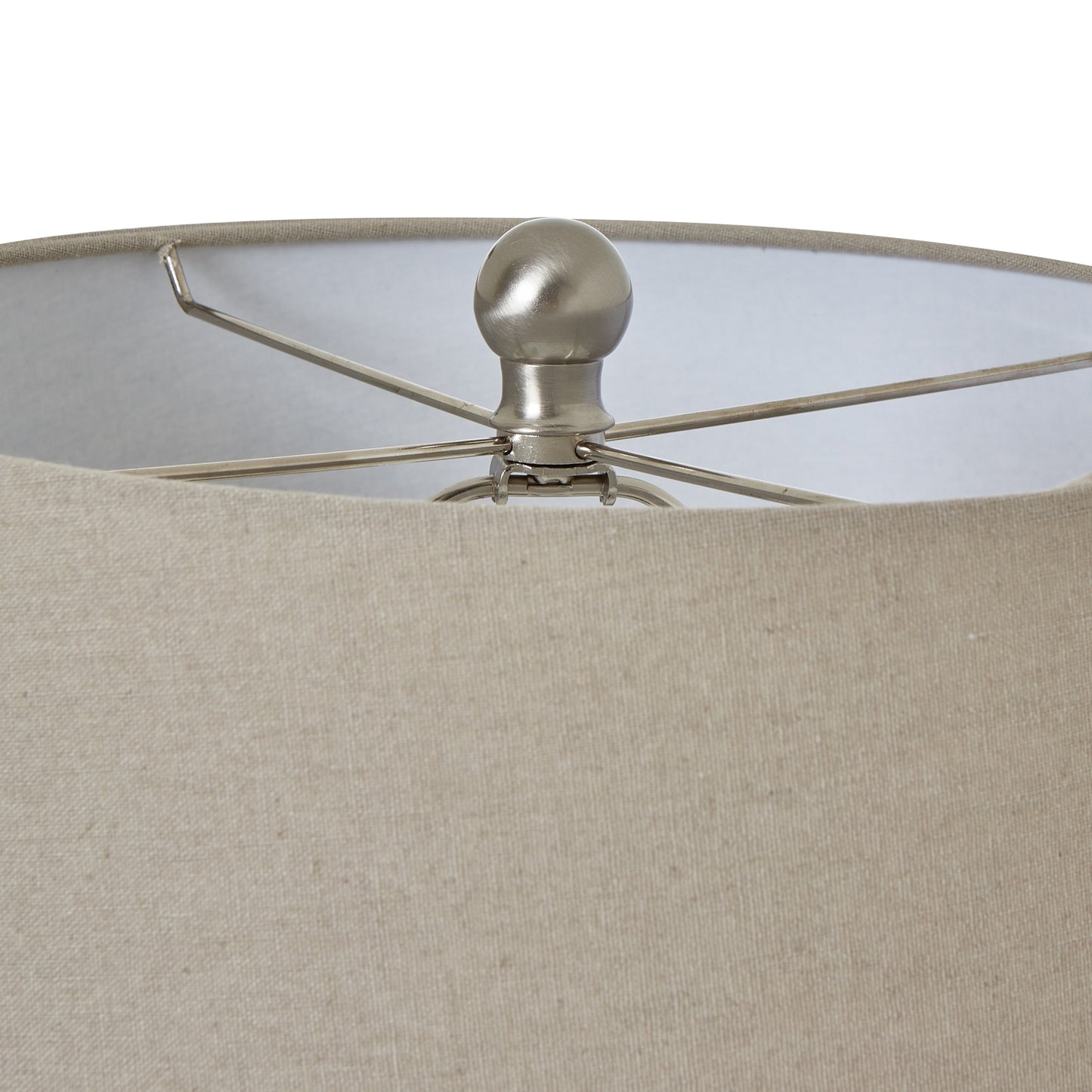 White Ceramic Pot Lamp With Linen Shade - Lighting from the Quanta Home collection.