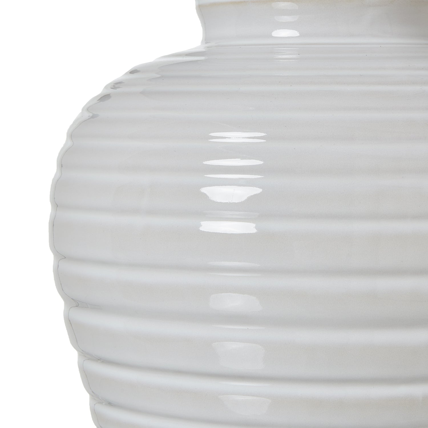 White Ceramic Pot Lamp With Linen Shade - Lighting from the Quanta Home collection.