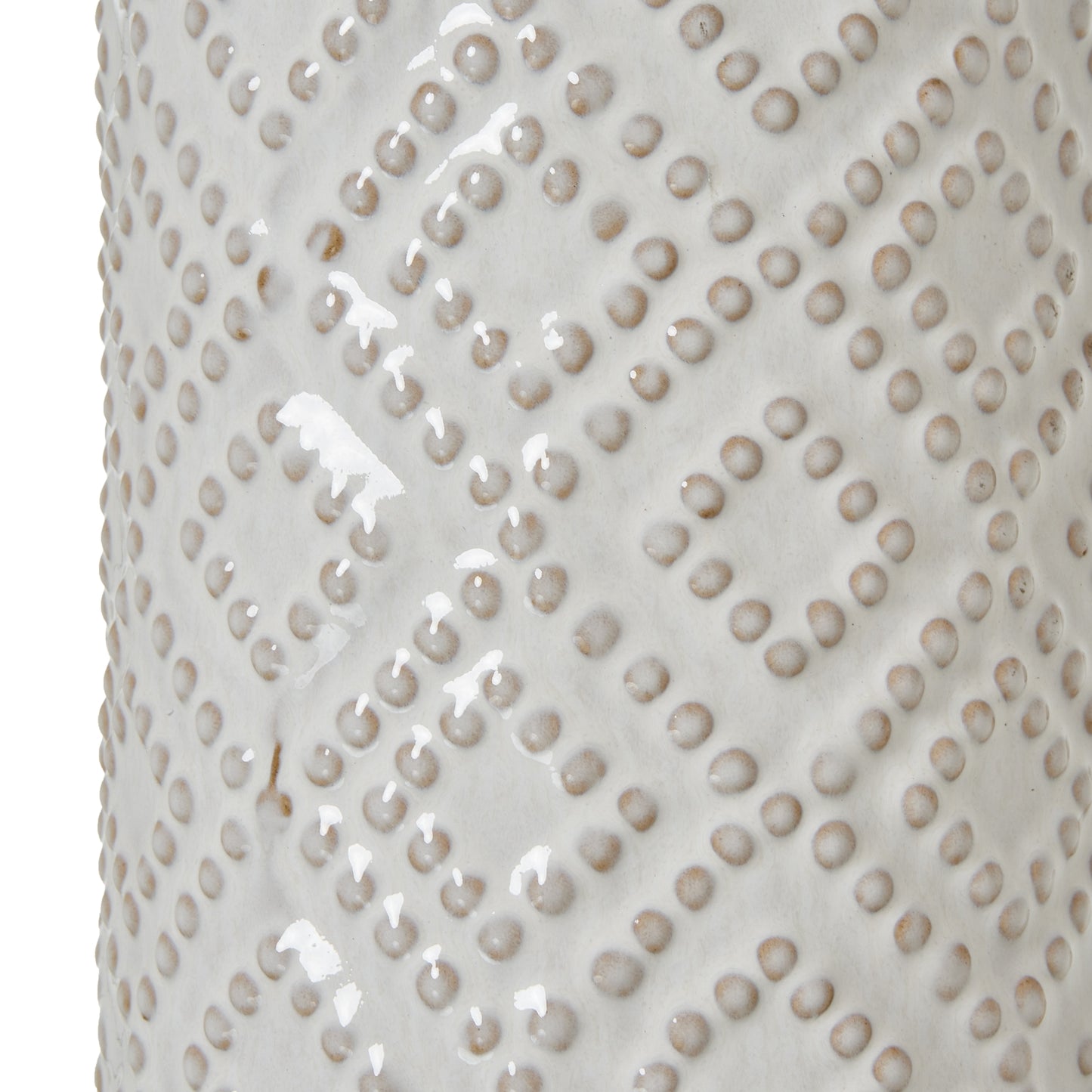 White Beaded Ceramic Lamp With Linen Shade - Lighting from the Quanta Home collection.
