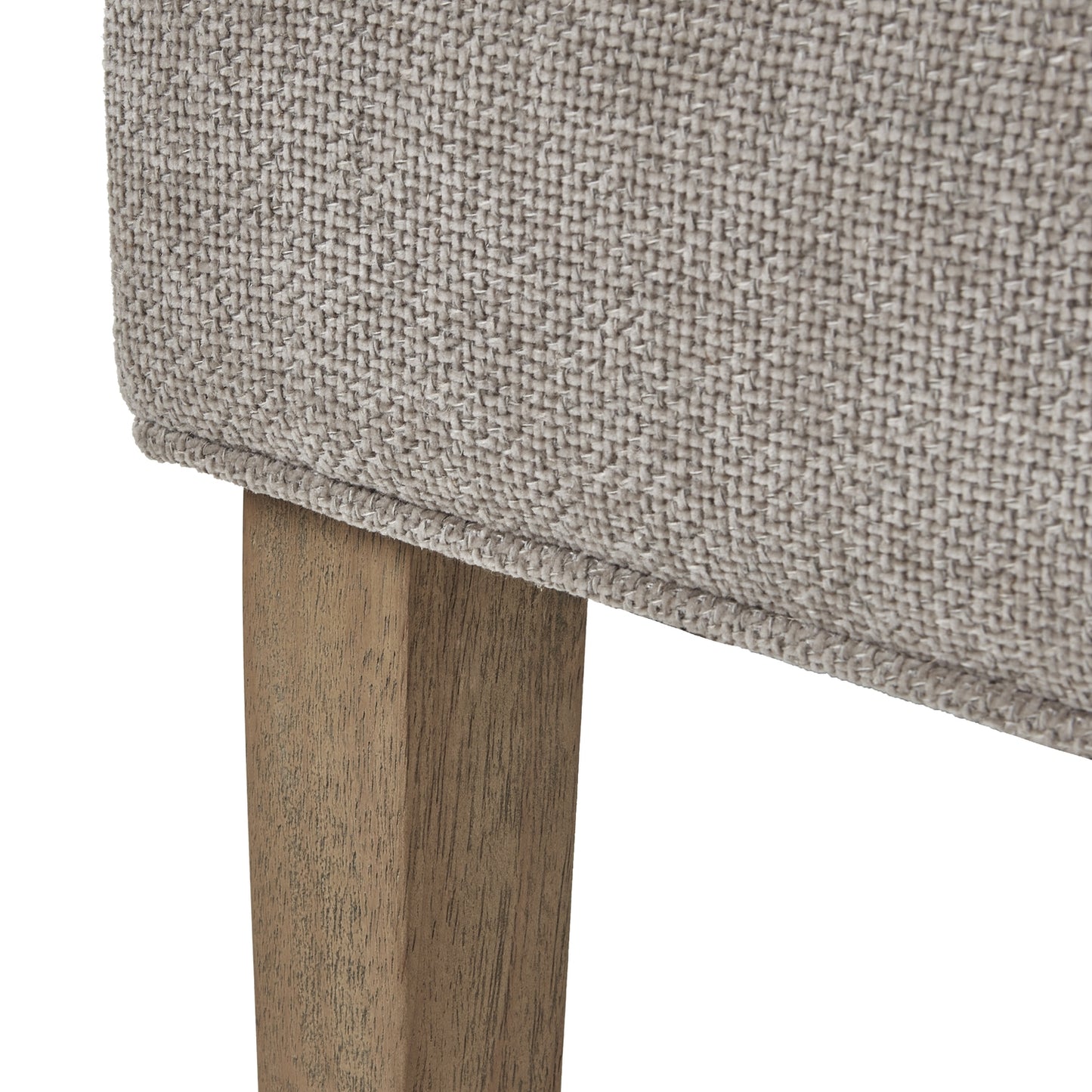 Taupe woven fabric dining chair with a sturdy wooden frame and curved design for comfort, enhancing modern or classic dining spaces.