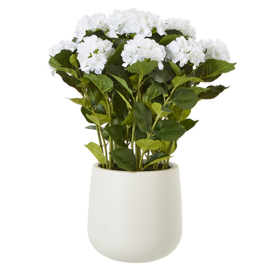 Large White Hydrangea Plant In Pot - All Artificial Flowers from the Quanta Home collection.