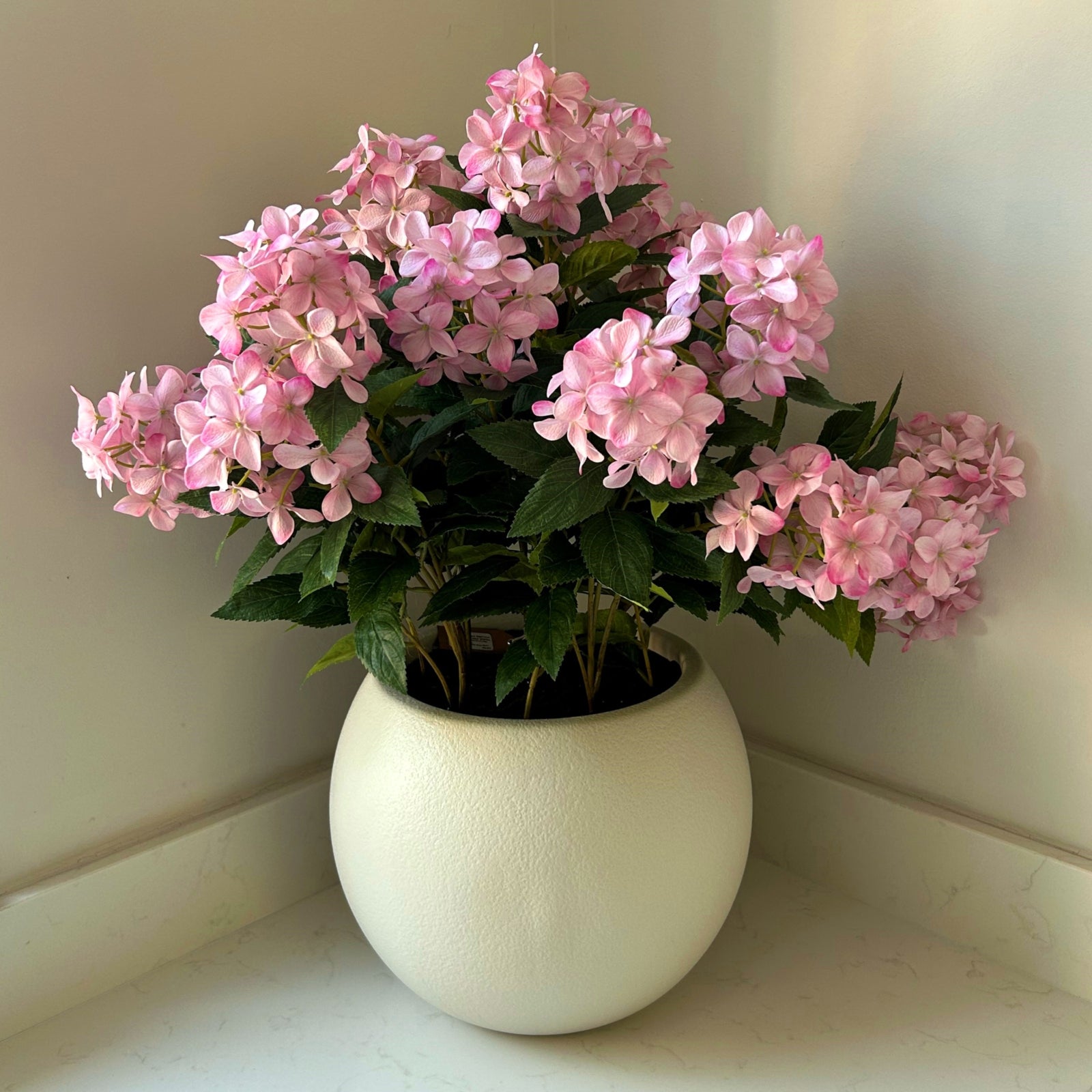 Large Pink Hydrangea Plant In Pot - All Artificial Flowers from the Quanta Home collection.