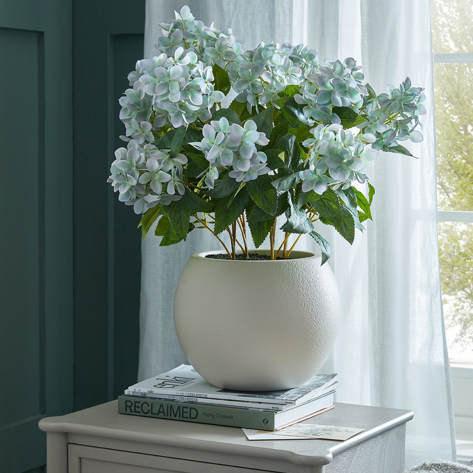 Green Hellebore Plant In Taupe Pot - All Artificial Flowers from the Quanta Home collection.