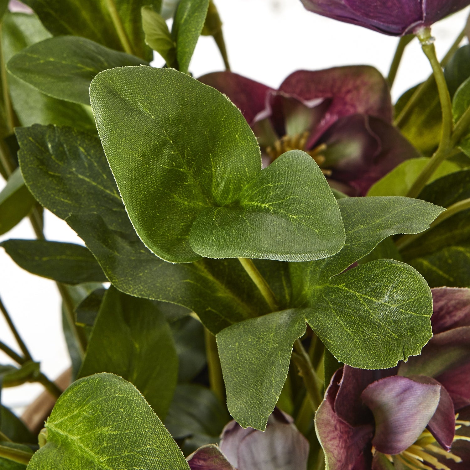 Deep Plum Hellebore Plant In Taupe Pot - All Artificial Flowers from the Quanta Home collection.