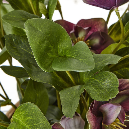 Deep Plum Hellebore Plant In Taupe Pot - All Artificial Flowers from the Quanta Home collection.