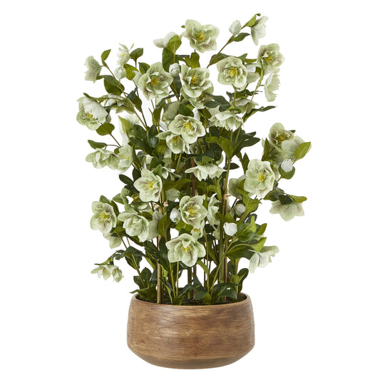 Large Green Hellebore in Taupe Pot - All Artificial Flowers from the Quanta Home collection.