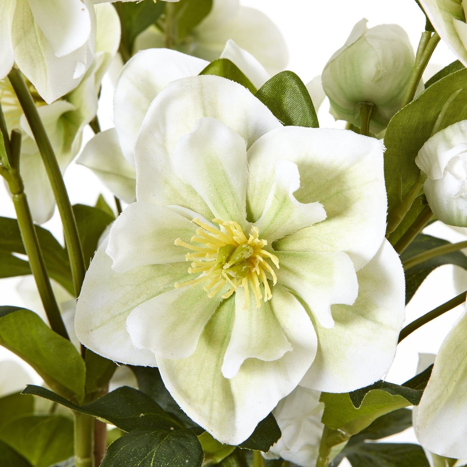 Large White Hellebore In Grey Pot - All Artificial Flowers from the Quanta Home collection.