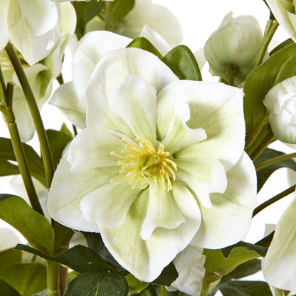 Large White Hellebore In Grey Pot - All Artificial Flowers from the Quanta Home collection.