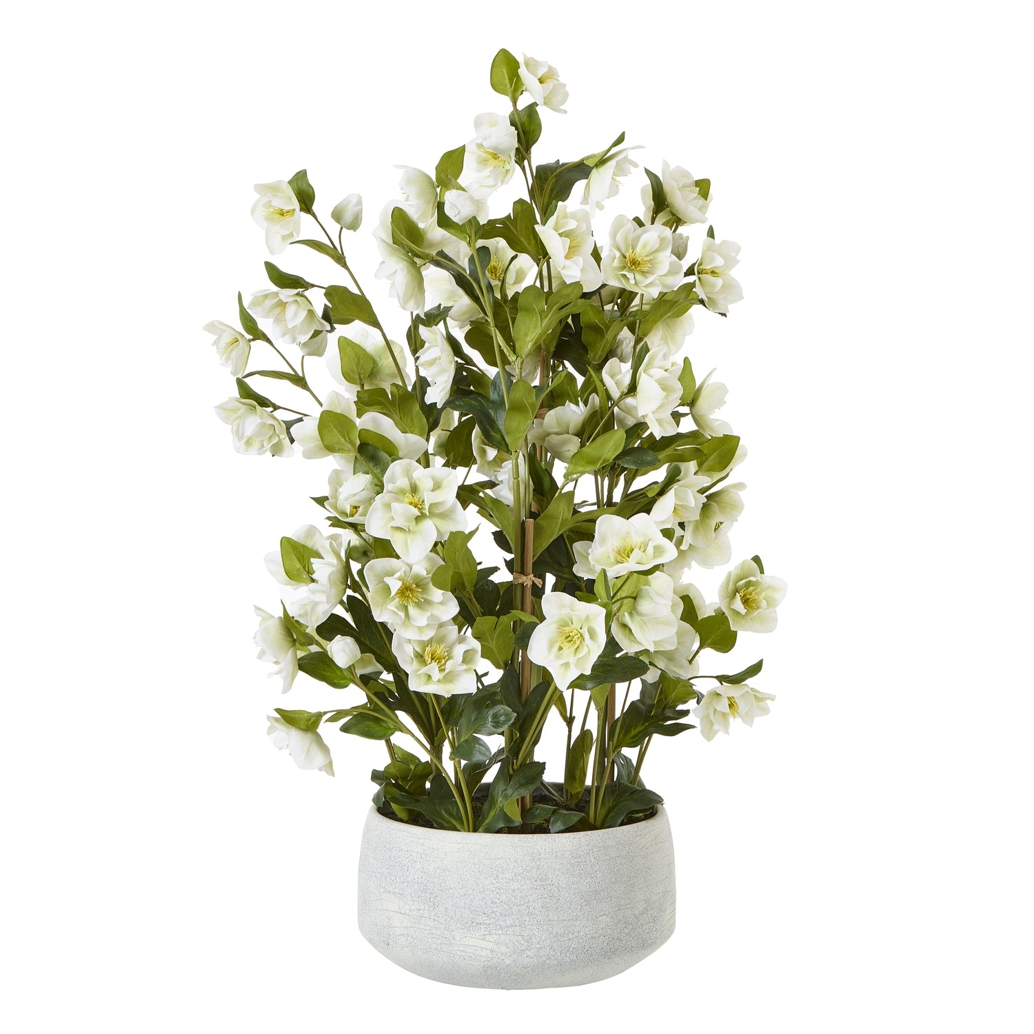 Large White Hellebore In Grey Pot - All Artificial Flowers from the Quanta Home collection.