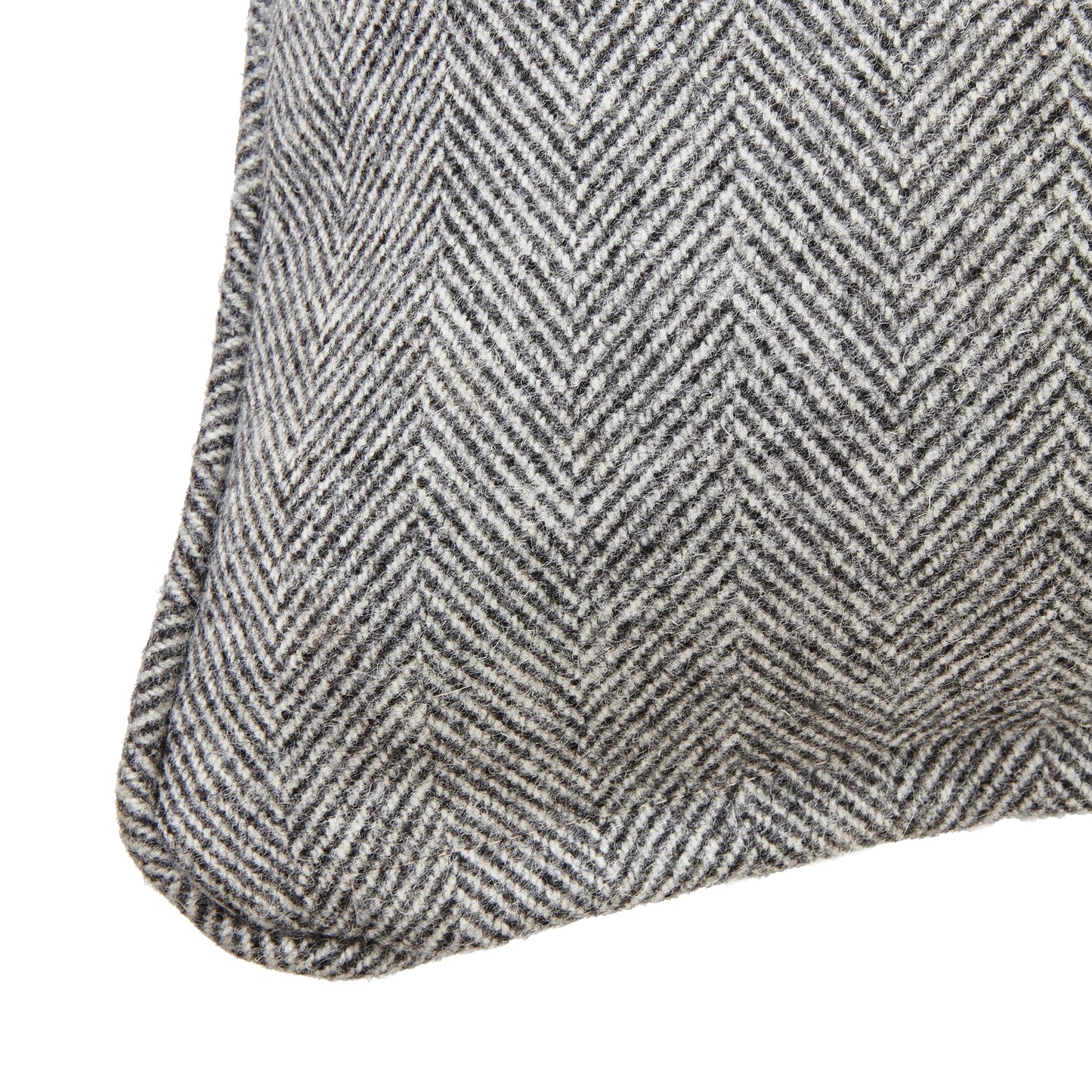 Grey Herringbone Pure Wool Cushion With Piped Edge - Textiles and Soft Furnishings from the Quanta Home collection.