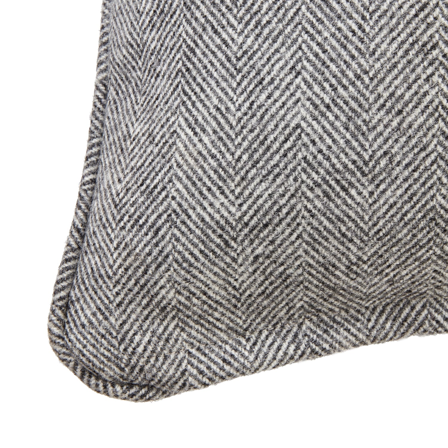 Grey Herringbone Pure Wool Cushion With Piped Edge - Textiles and Soft Furnishings from the Quanta Home collection.