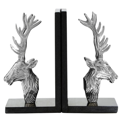 Keepsake Set of 2 Stag Bookends with Marble Base
