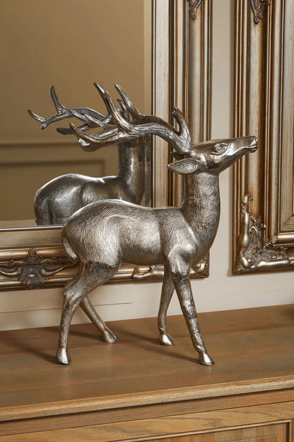 Elkwood Large Nickel Finish Floor Standing Stag