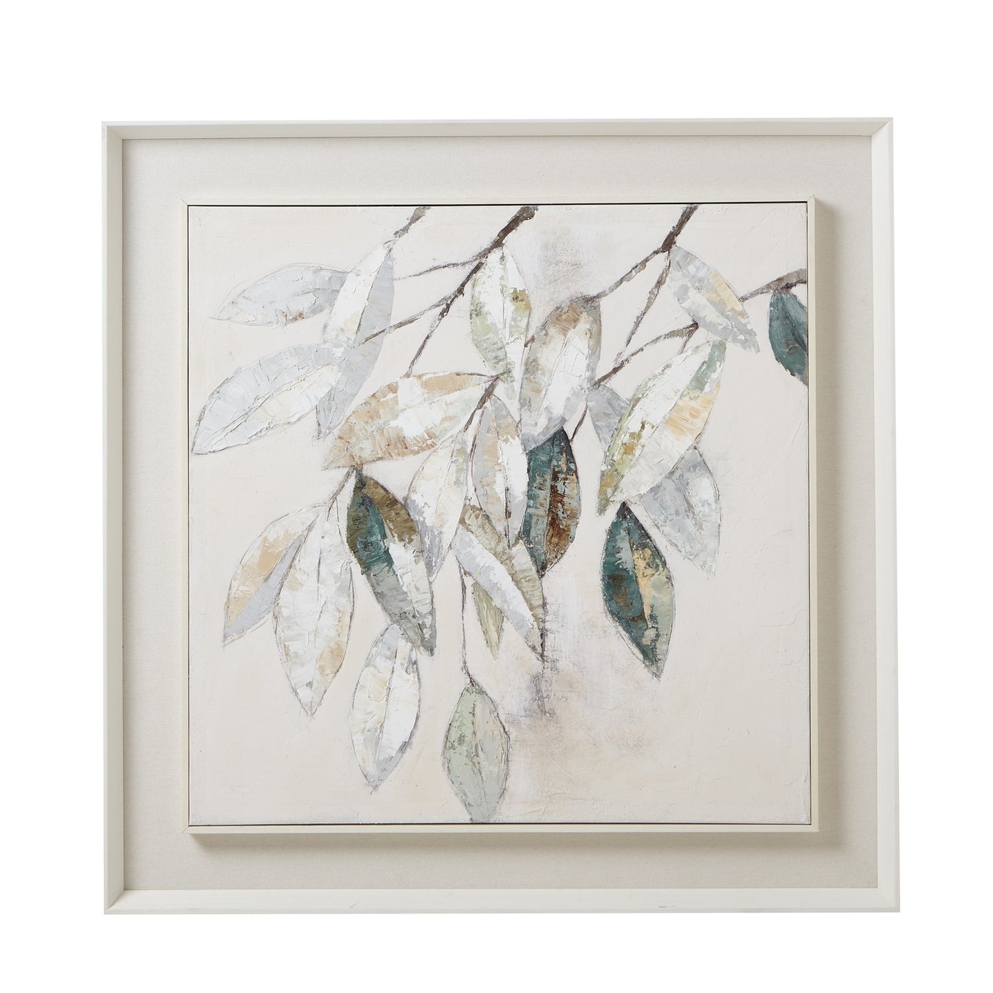 Dolce Mottle Leaf Framed Painting On Canvas - Handpainted Art from the Quanta Home collection.