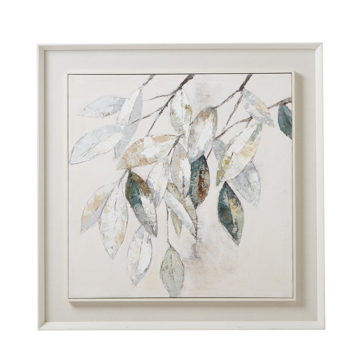 Dolce Mottle Leaf Framed Painting On Canvas - Handpainted Art from the Quanta Home collection.