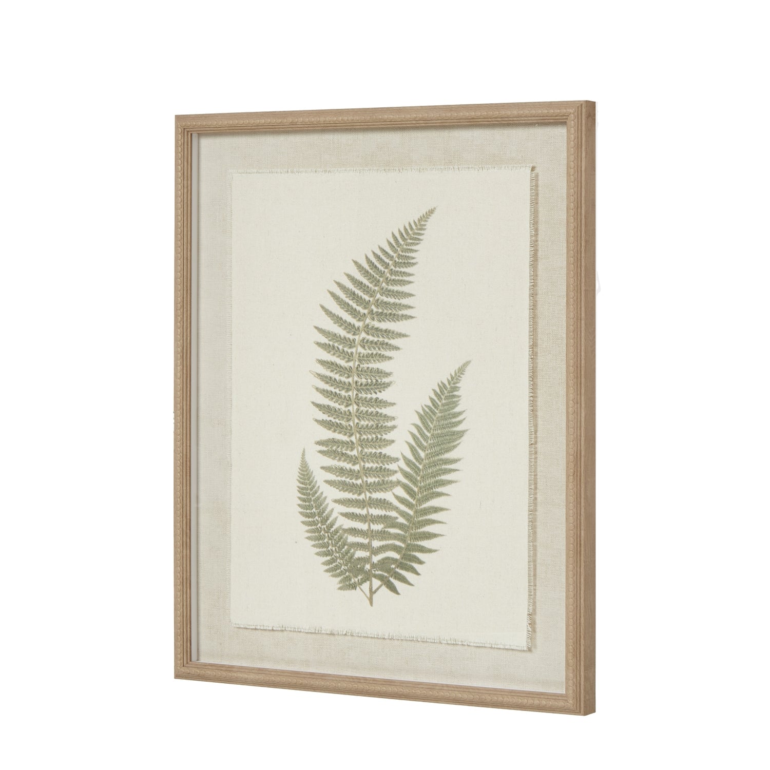 Fern Art On Texture-Torn Paper With Beaded Frame - Printed Art from the Quanta Home collection.