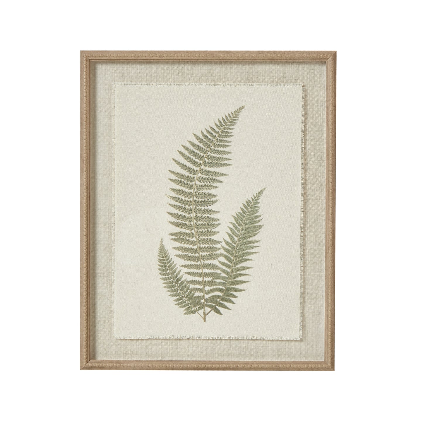 Fern Art On Texture-Torn Paper With Beaded Frame - Printed Art from the Quanta Home collection.