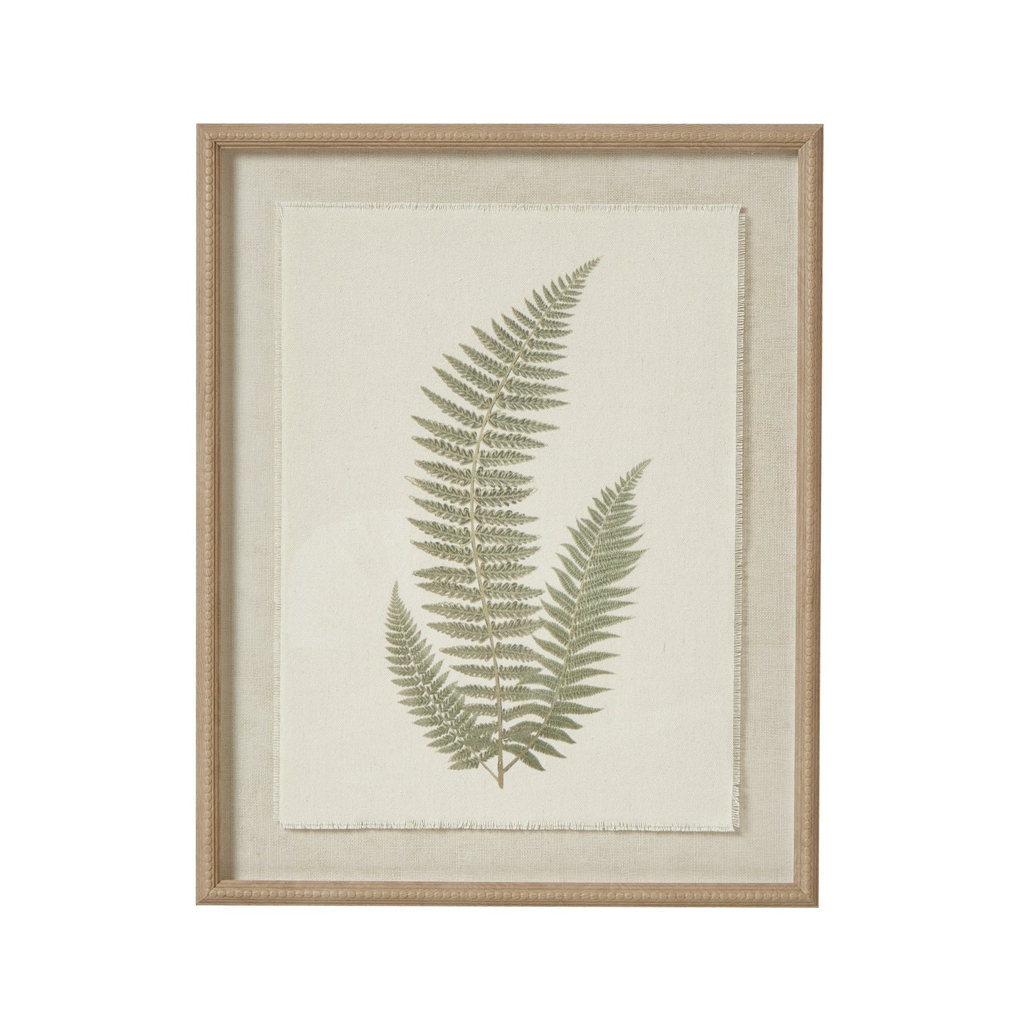 Fern Art On Texture-Torn Paper With Beaded Frame - Printed Art from the Quanta Home collection.