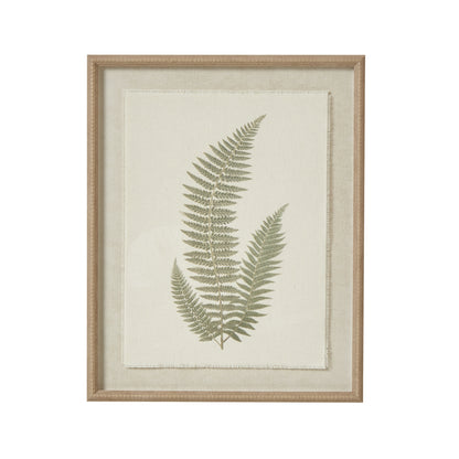 Fern Art On Texture-Torn Paper With Beaded Frame - Printed Art from the Quanta Home collection.