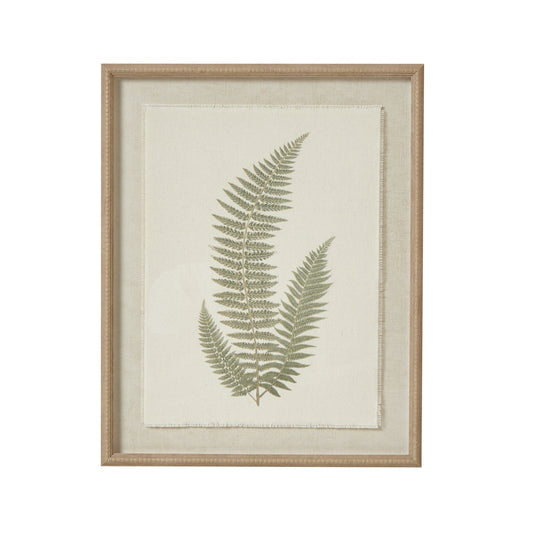 Fern Art On Texture-Torn Paper With Beaded Frame - Printed Art from the Quanta Home collection.