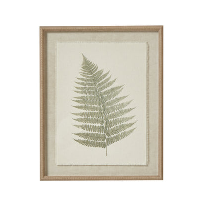 Bracken Art On Texture-Torn Paper With Beaded Frame - Printed Art from the Quanta Home collection.