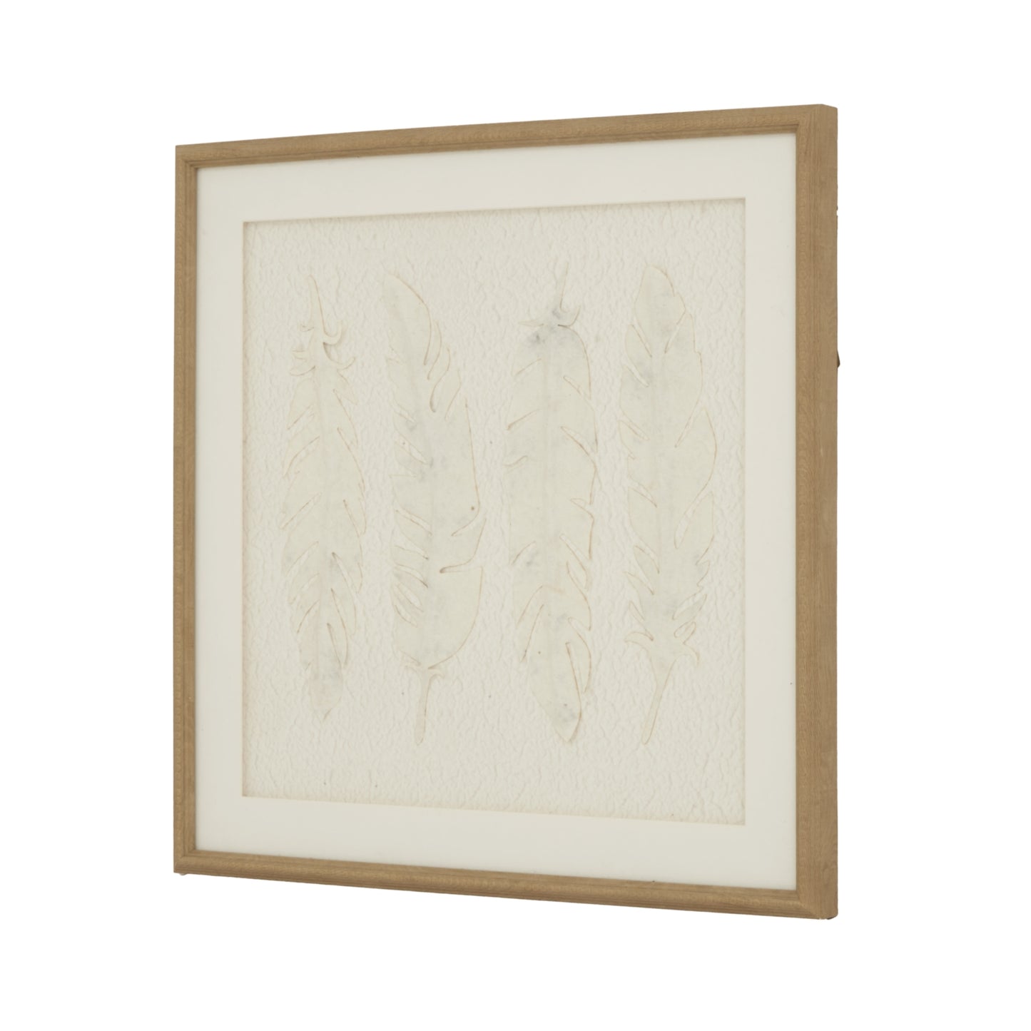 Alta White Feathers Art Mounted In Beaded Frame - Handpainted Art from the Quanta Home collection.