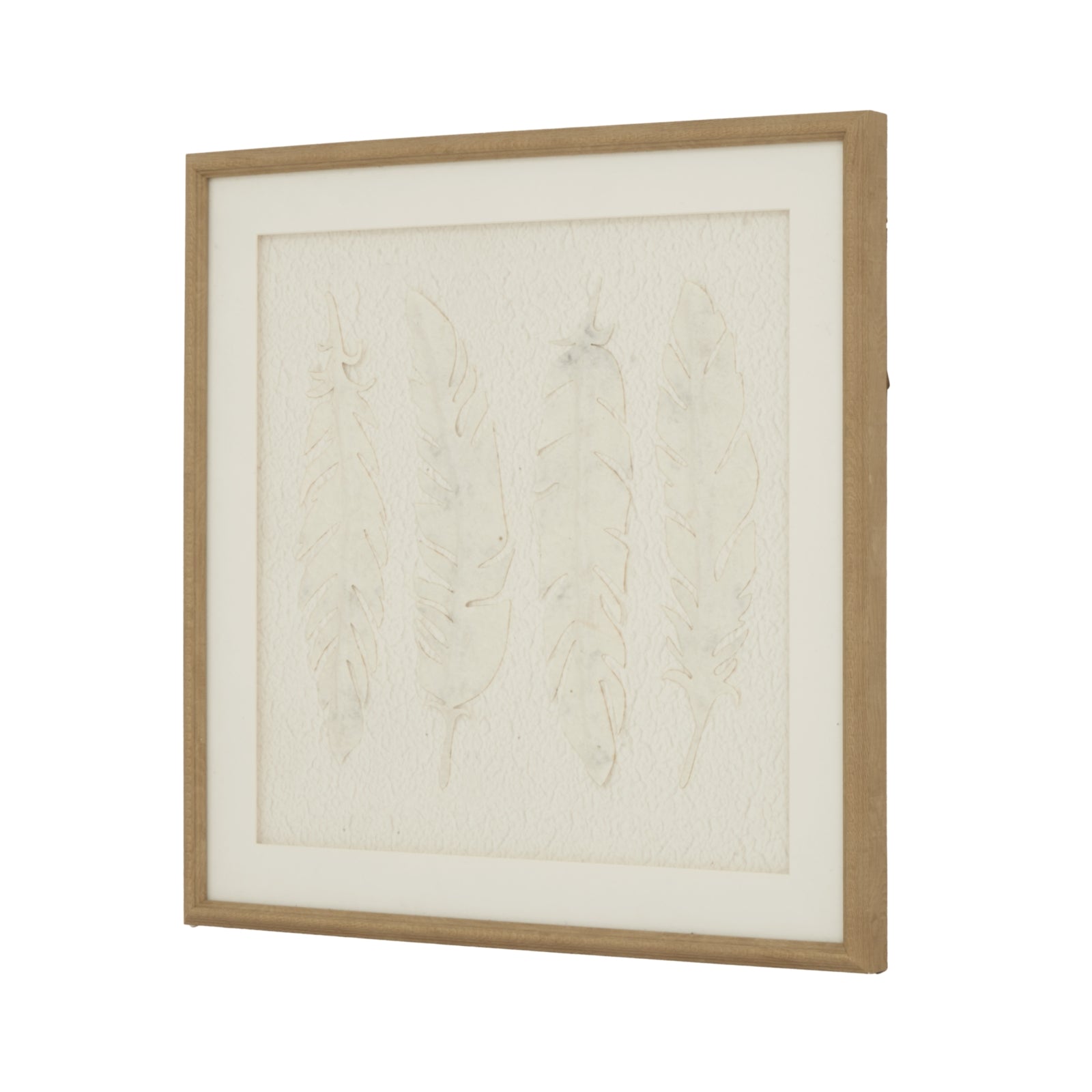 Alta White Feathers Art Mounted In Beaded Frame - Handpainted Art from the Quanta Home collection.