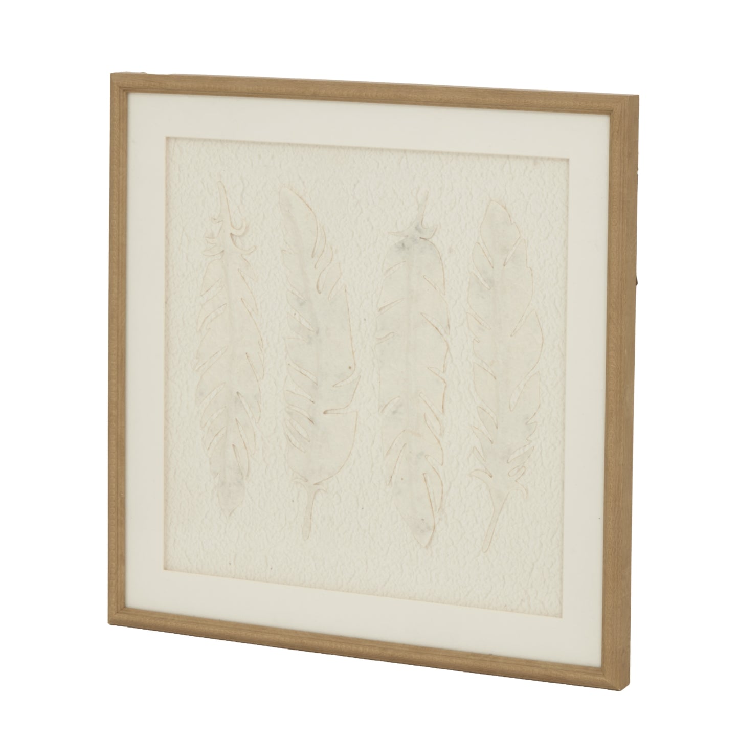 Alta White Feathers Art Mounted In Beaded Frame - Handpainted Art from the Quanta Home collection.