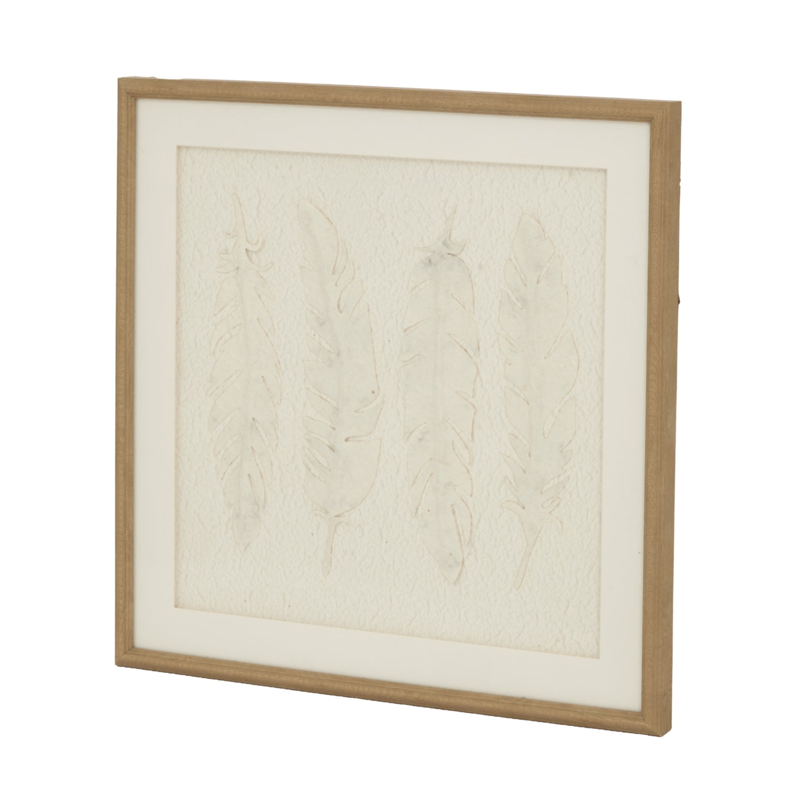 Alta White Feathers Art Mounted In Beaded Frame - Handpainted Art from the Quanta Home collection.