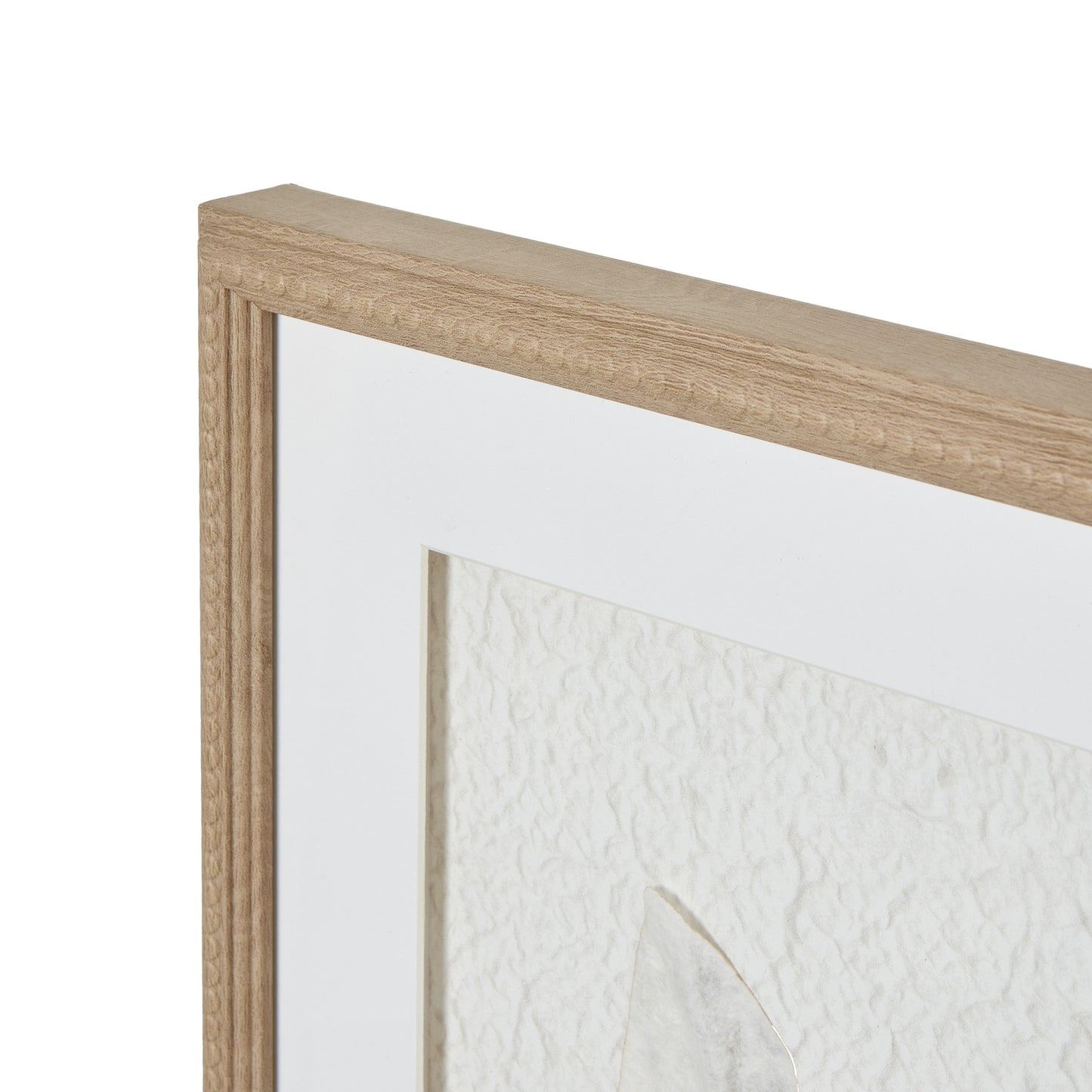Solli White Feathers Art Mounted In Beaded Frame - Handpainted Art from the Quanta Home collection.